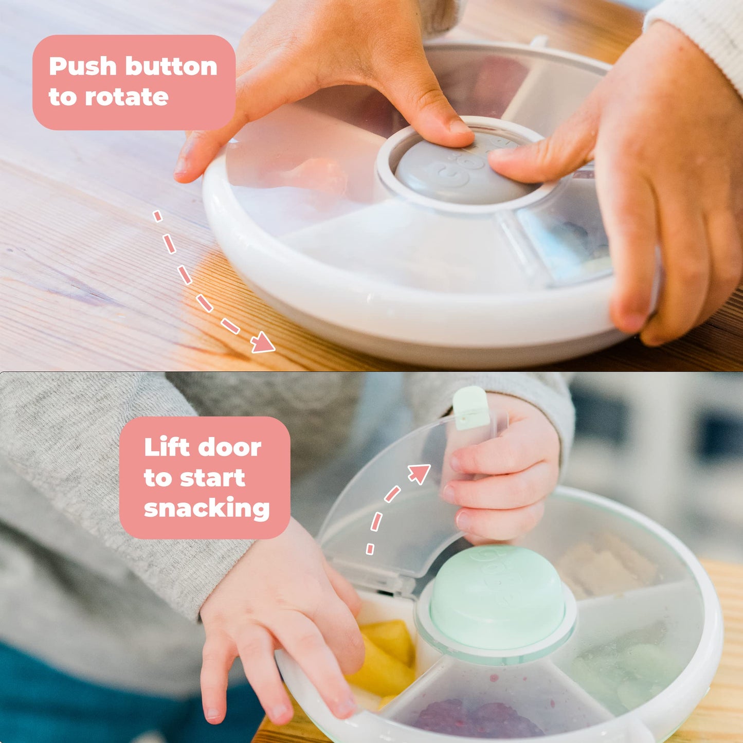 Gobe Kids Snack Spinner - Reusable Snack Container With 5 Compartment Dispenser And Lid | Bpa And Pvc Free | Dishwasher Safe | N