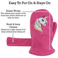 N'Ice Caps Baby Toddler Mittens Kids 2 Pairs Fleece Gloves Winter Warm Sherpa Lined (Fuchsia Unicorn/Light Purple Solid Pack, 4-