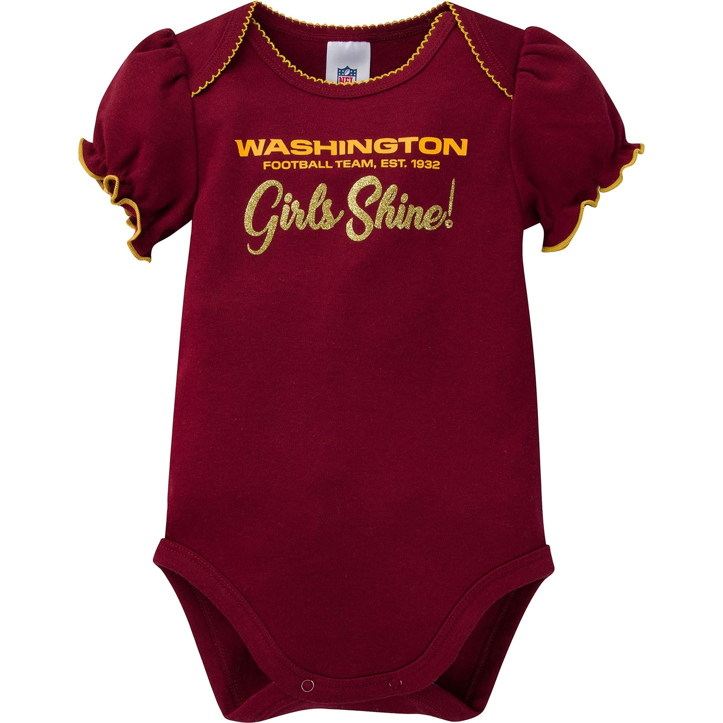 Gerber Baby Girl'S Nfl 3 Pack Short Sleeve Onesie Bodysuit, Team Color, 6-12 Months