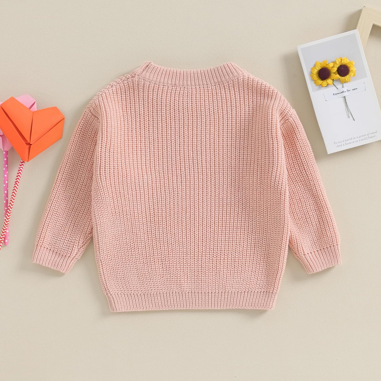 Baby Girl Valentines Day Outfit Love Heart Sweet Long Sleeve Sweater Tshirt Crewneck Tops Fall Winter Clothes (F-Pink, 9-12 Mont
