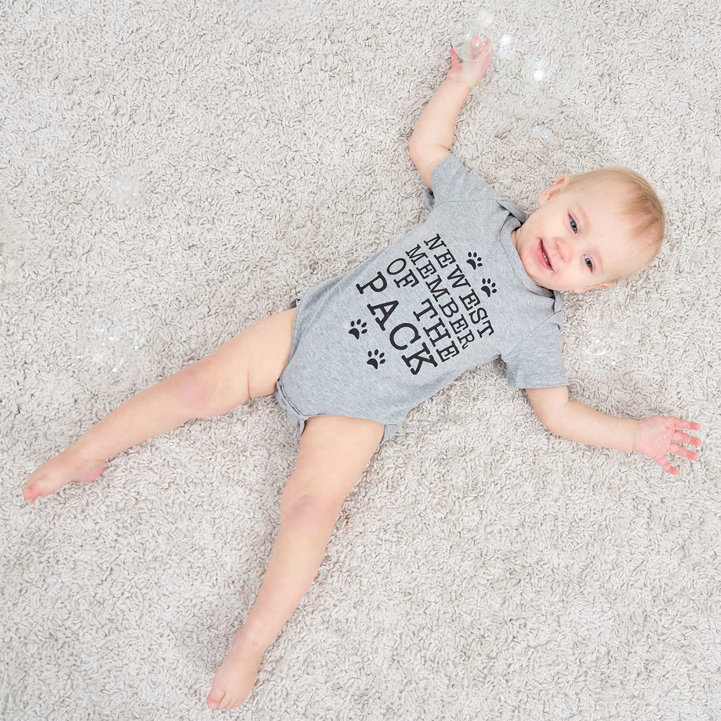 Baby Jumpsuit Unisex Newborn Bodysuit Short Sleeves Romper Newest Member Of The Pack Letter Printed Funny Body Suits 0-3 Months