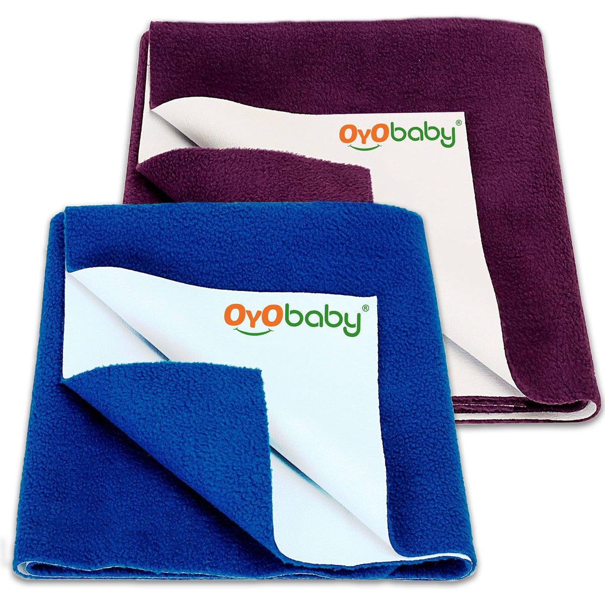 Oyo Baby Waterproof Cotton Baby Bed Protector Dry Sheets For New Born Babies | Reusable Mats | Cot & Bassinet Gift Pack (Royal B