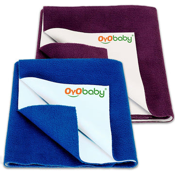 Oyo Baby Waterproof Cotton Baby Bed Protector Dry Sheets For New Born Babies | Reusable Mats | Cot & Bassinet Gift Pack (Royal B