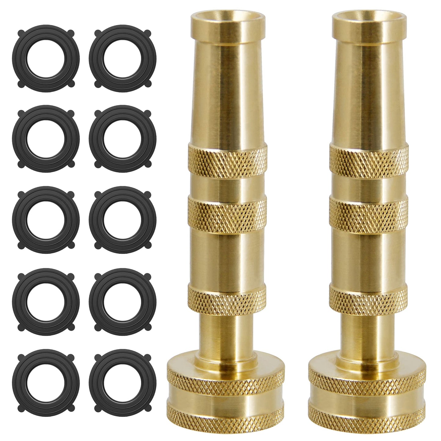 Biswing Brass Hose Nozzles, Heavy-Duty Brass Adjustable Twist Hose Nozzle, 2 Pack (4), Vi3432