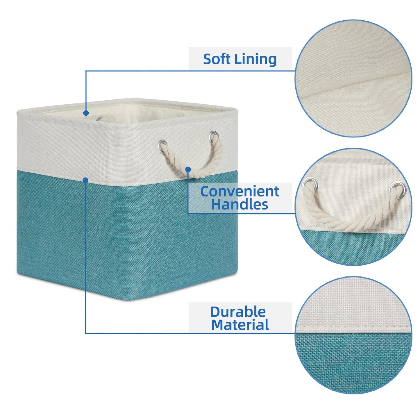 Temary Cubes Storage Baskets 11 Inch Cube Storage Bins 4 Pack Fabric Baskets For Gift Empty Teal Storage Bins For Shelves, Colla
