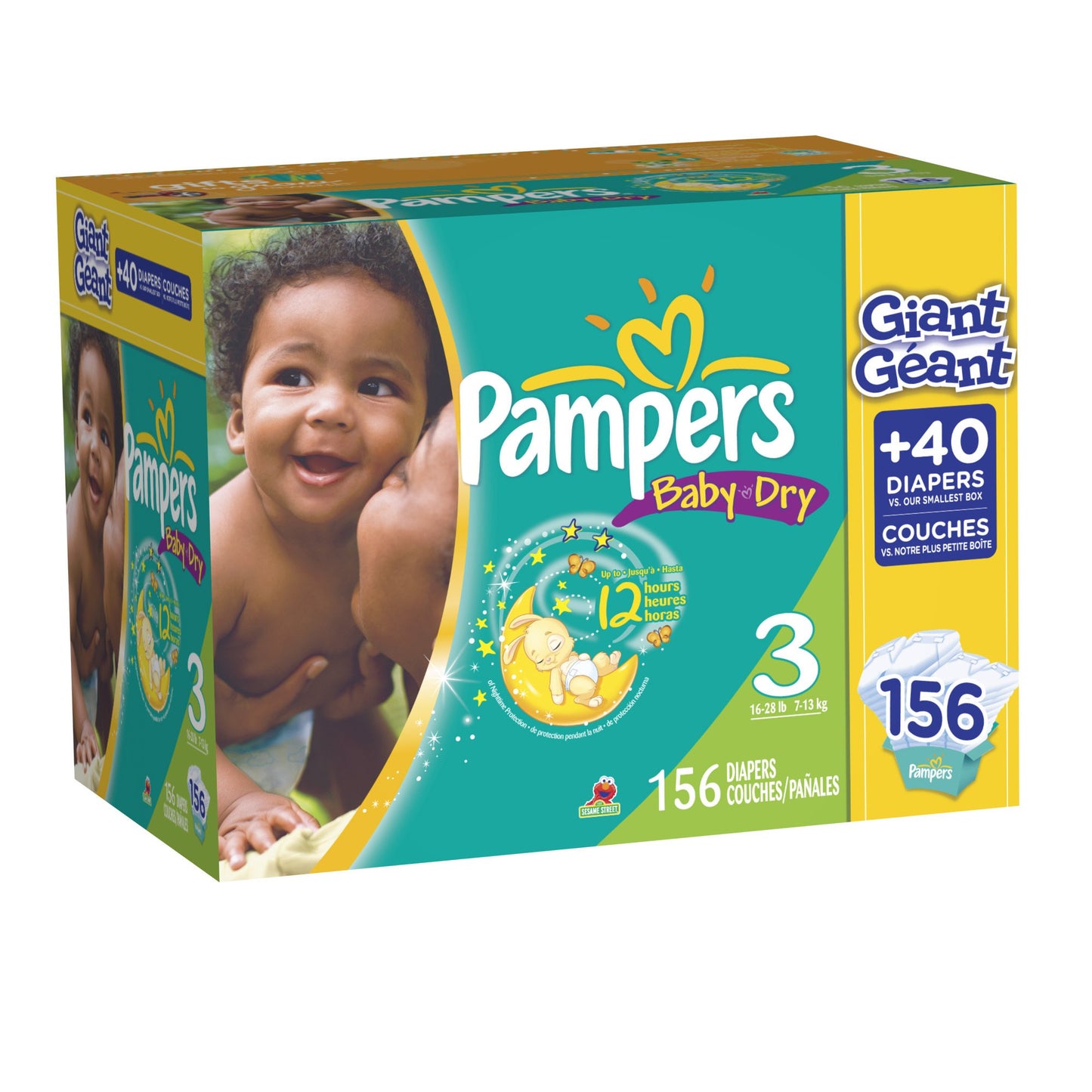 Pampers Baby Dry Diapers, Giant Pack, Size 3, 156 Count