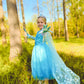 Aoiviss Princess Dress For Girls Blue Sequin Princess Dress Up Costume For Halloween Birthday Cosplay Fancy Party, 4T/110