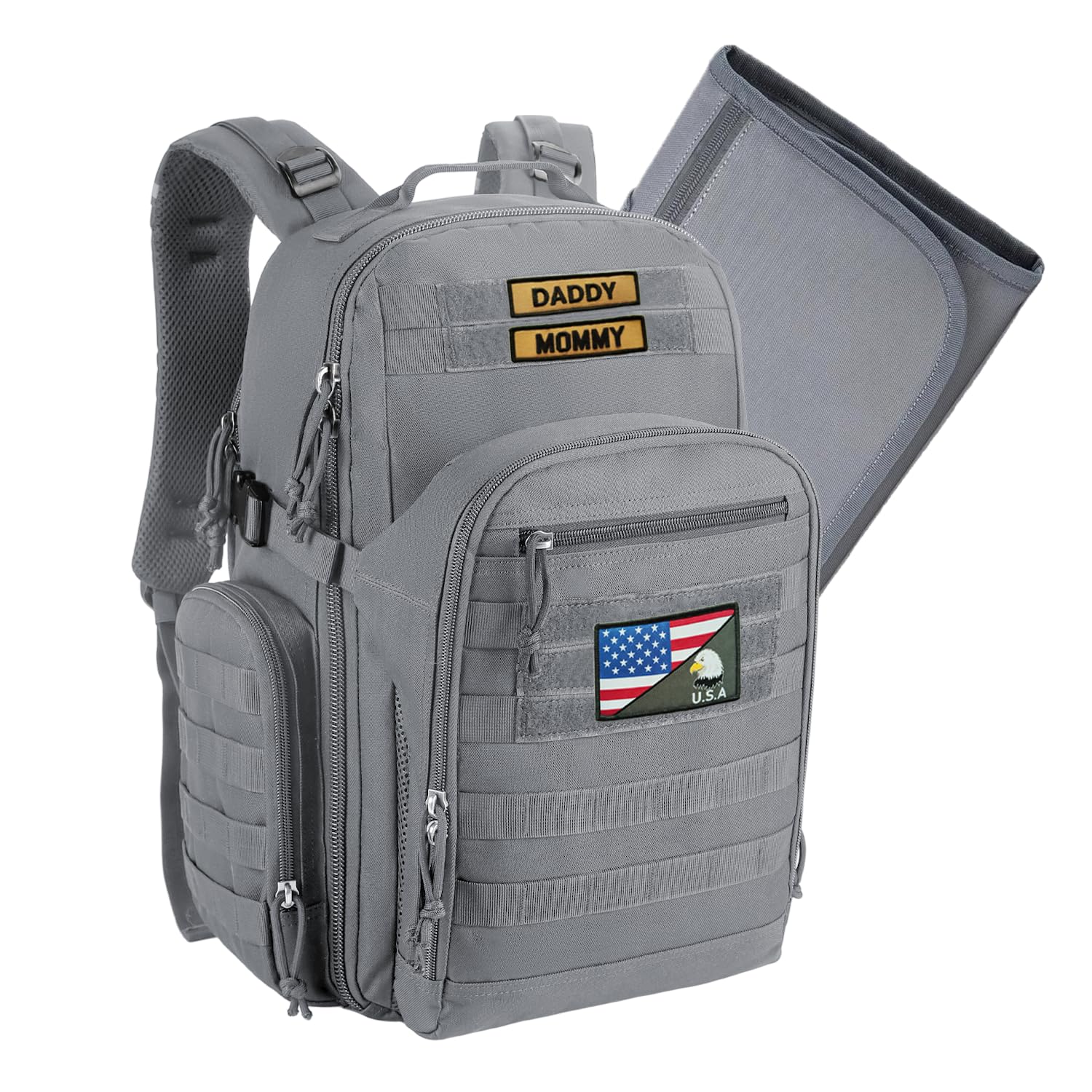 MIRACOL Dad Diaper Bag Military - Tactical Baby Backpack with Changing Pad for Outdoor Baby Care - Water-Resistant Fabric & MOLL