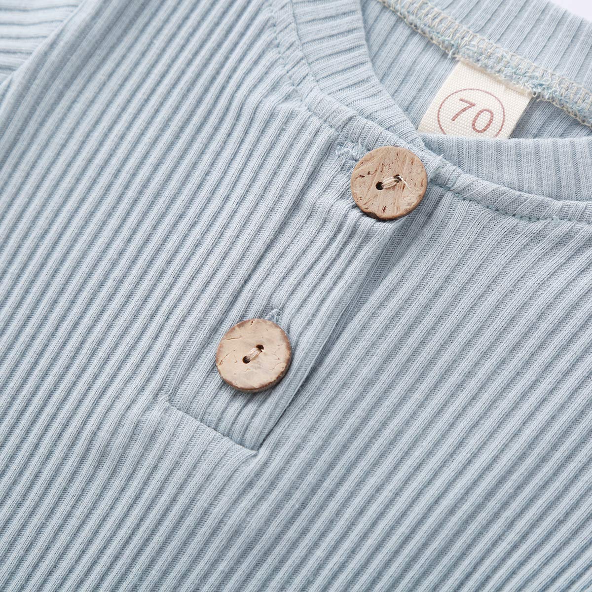 Newborn Baby Boys Girls Ribbed Romper Bodysuit Pants Sets Infant Solid Color Fall Winter Clothes Sets 0-24 Months (Blue, 0-3 Mon