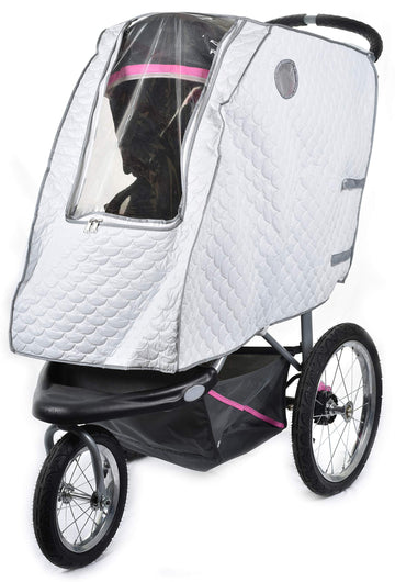 Baby Stroller Rain Cover - Universal Size, Provides Extra Warmth And Shields Your Child From Wind And Rain. Mesh Material For Ve