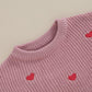 Baby Girl Valentines Day Outfit Love Heart Sweet Long Sleeve Sweater Tshirt Crewneck Tops Fall Winter Clothes (A-Red, 3-6 Months