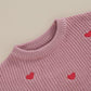 Baby Girl Valentines Day Outfit Love Heart Sweet Long Sleeve Sweater Tshirt Crewneck Tops Fall Winter Clothes (A-Red, 9-12 Month