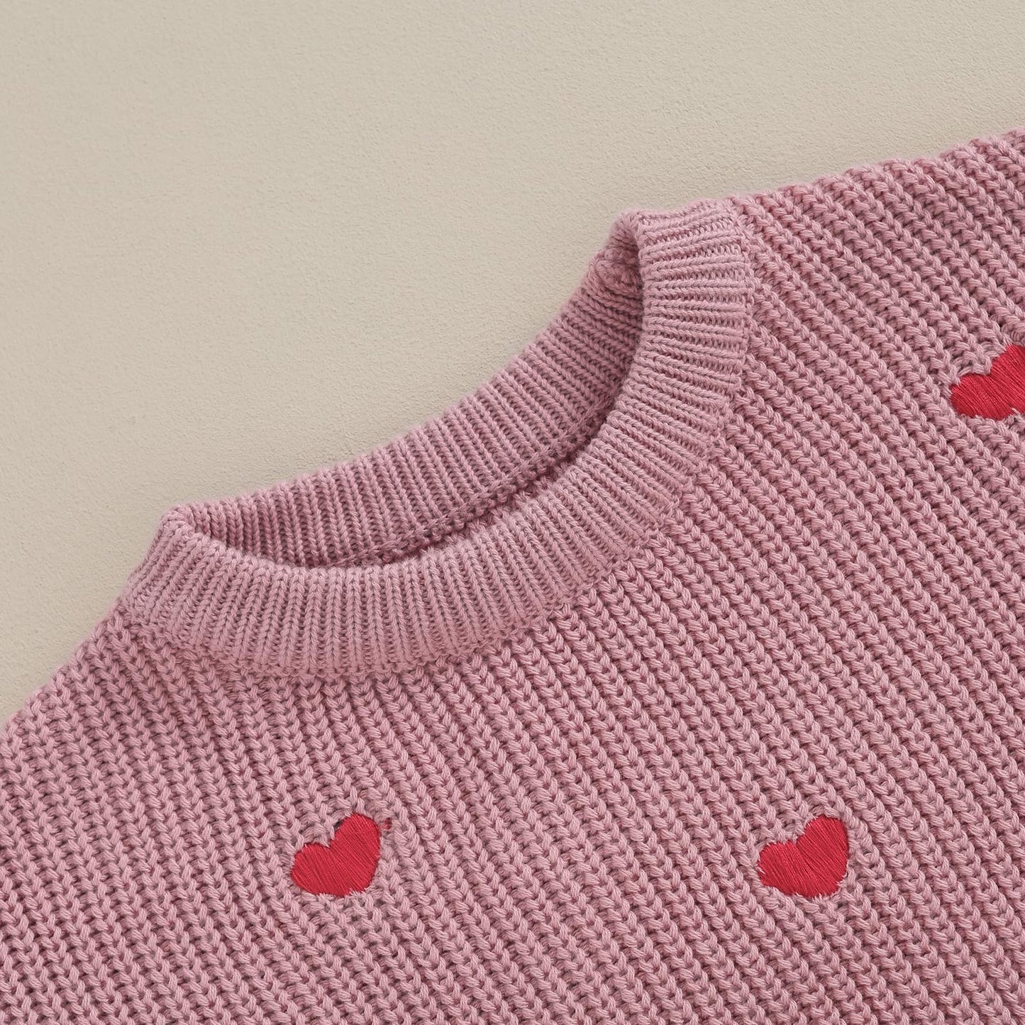 Baby Girl Valentines Day Outfit Love Heart Sweet Long Sleeve Sweater Tshirt Crewneck Tops Fall Winter Clothes (A-Red, 9-12 Month