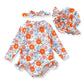 Baby Girl Swimsuit 12-18 Months 18 Month Swimsuit Girl Long Sleeve Swimsuit Ruffle One-Piece Rash Guard Orange Daisy Baby Bathin