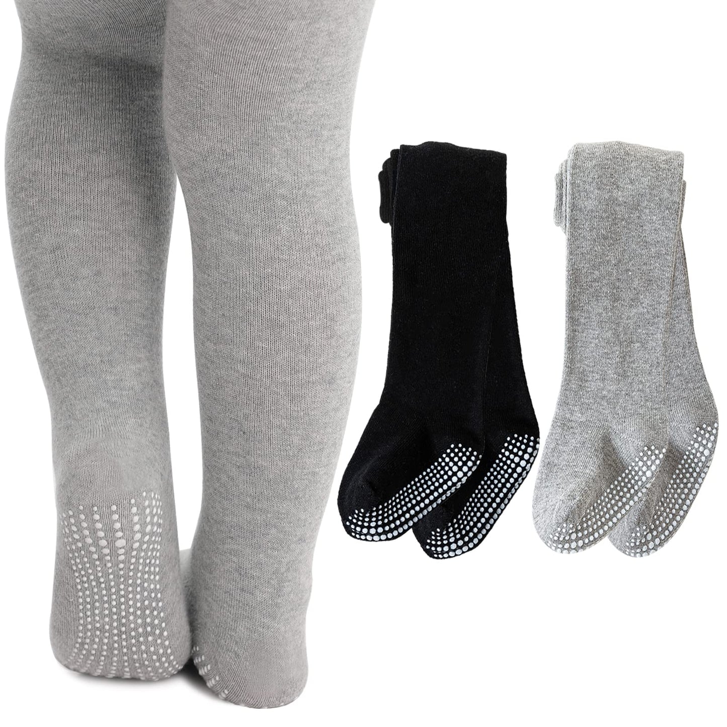 Baby Girl Tights Non Slip Baby Tights 12-24 Months Girl Warm Cotton Leggings Seamless Pantyhose Non-Skid Grip For Toddler 2 Pack