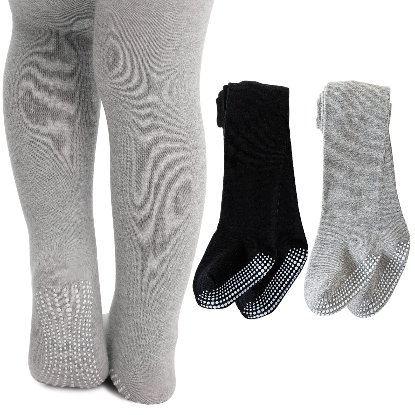 Baby Girl Tights Non Slip Baby Tights 12-24 Months Girl Warm Cotton Leggings Seamless Pantyhose Non-Skid Grip For Toddler 2 Pack