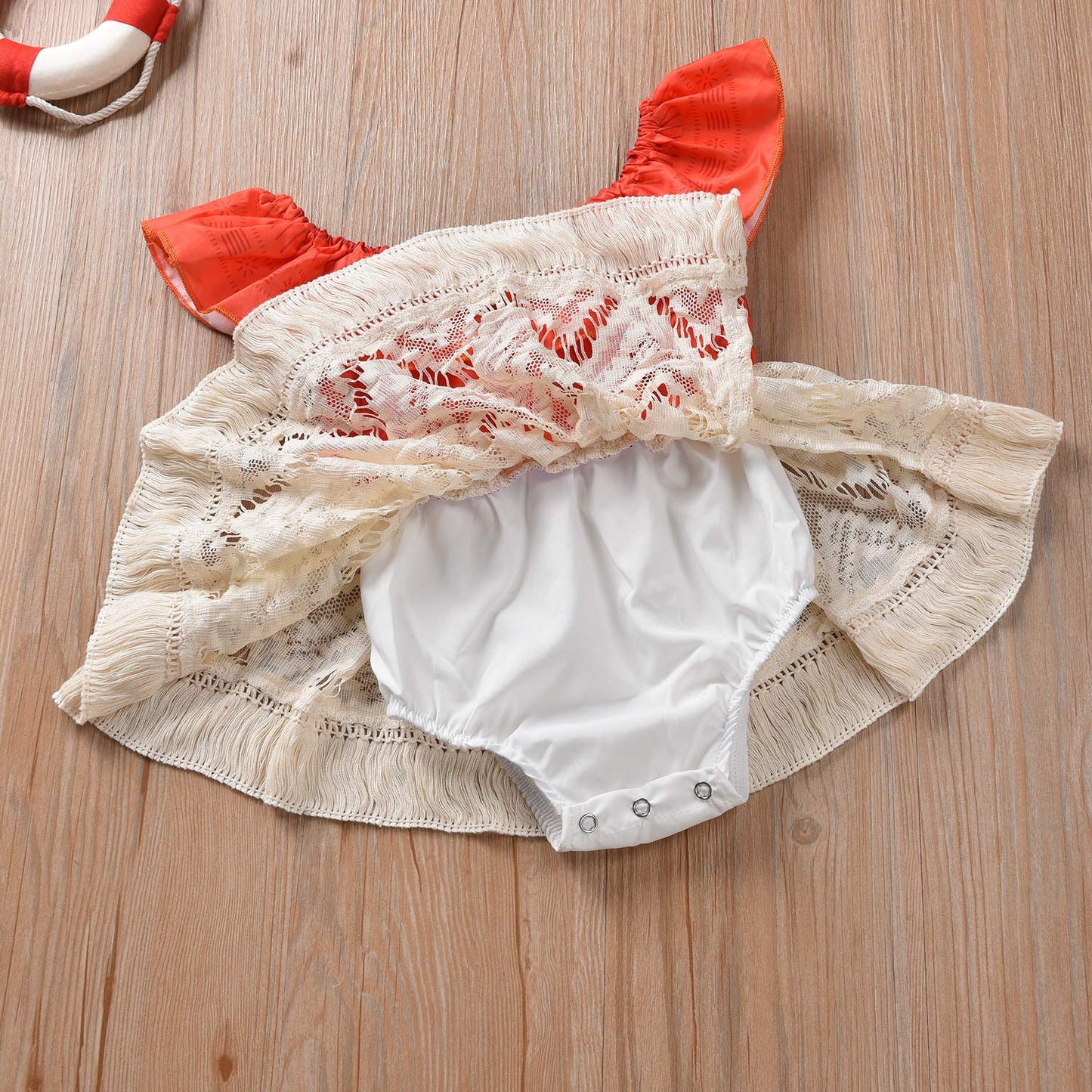 Baby Girl Moana Fancy Dress Romper Sister Matching Ruffle Lace Outfits Costume (12-18 Months, Romper)