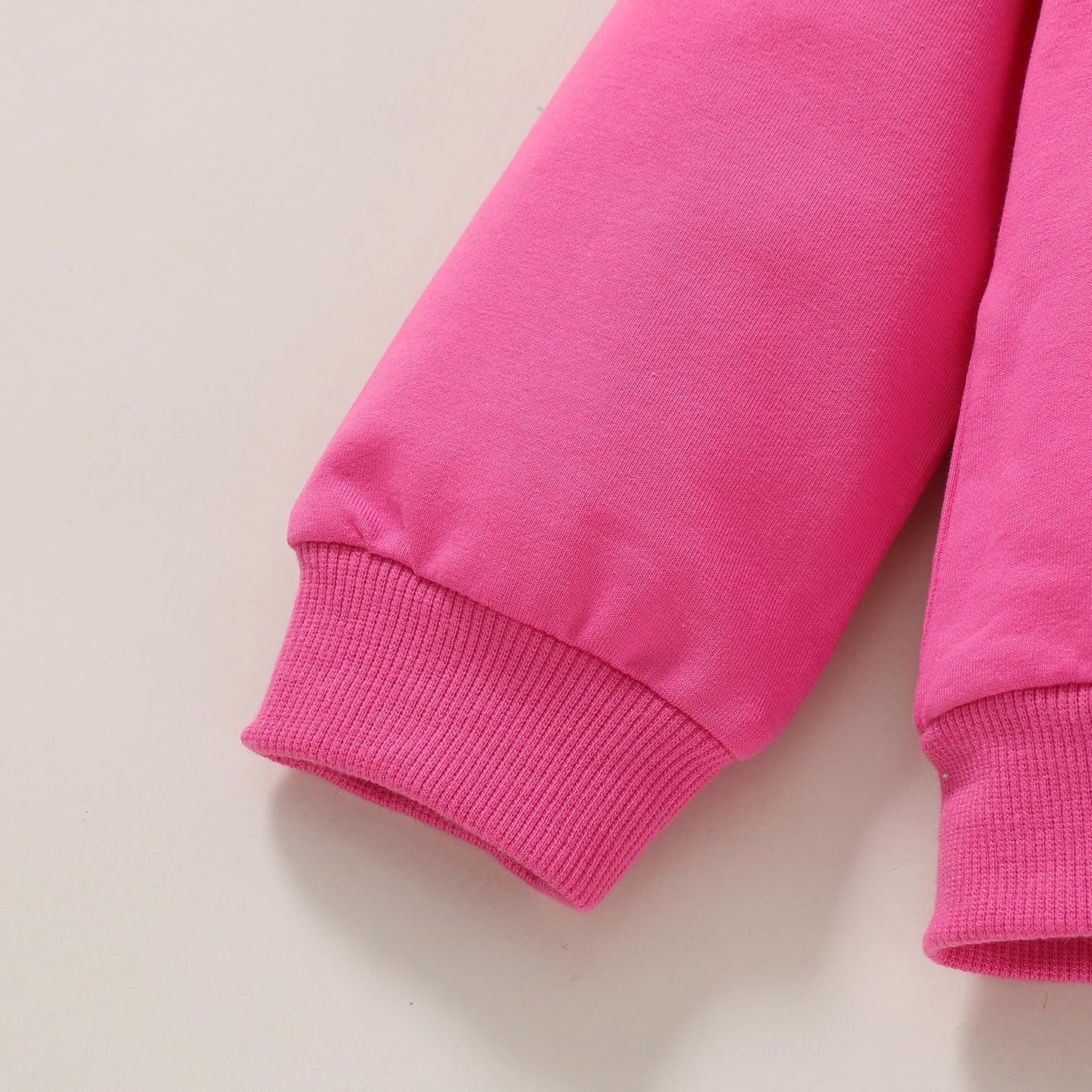 Happy Town Toddler Fall Outfits For Girl Boy Long Sleeve Hoodie Top And Long Sweatpants Set Toddler Sweatsuit (Solid Color-Rose