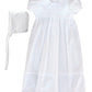 100% Cotton Dress Christening Gown Baptism Gown With Lace Border (24 Month (26-28 Lbs)) White