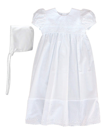 100% Cotton Dress Christening Gown Baptism Gown With Lace Border (24 Month (26-28 Lbs)) White