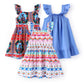 Patpat 3 Pack Toddler Girls Ruffle Sleeve A-Line Dresses Baby Girl Casual Clothes Multi-Pack Sundress, Multicolor Boho, 3 Years