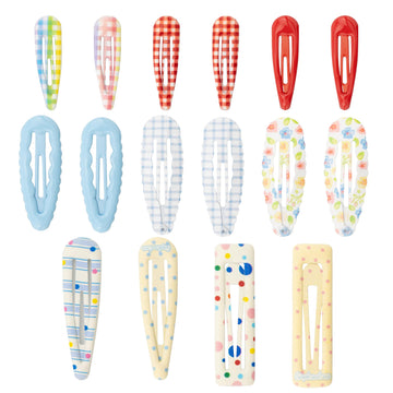 COZYISLE 16 Piece Kids Patterned BB Hair Clips Adorable Mixed Designs Non Slip Secure Hold Keep Hair Tidy Gentle on Scalp for To