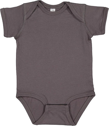 Rabbit Skins Baby Soft Fine Jersey Short Sleeve Bodysuit (4424) Charcoal, 6M