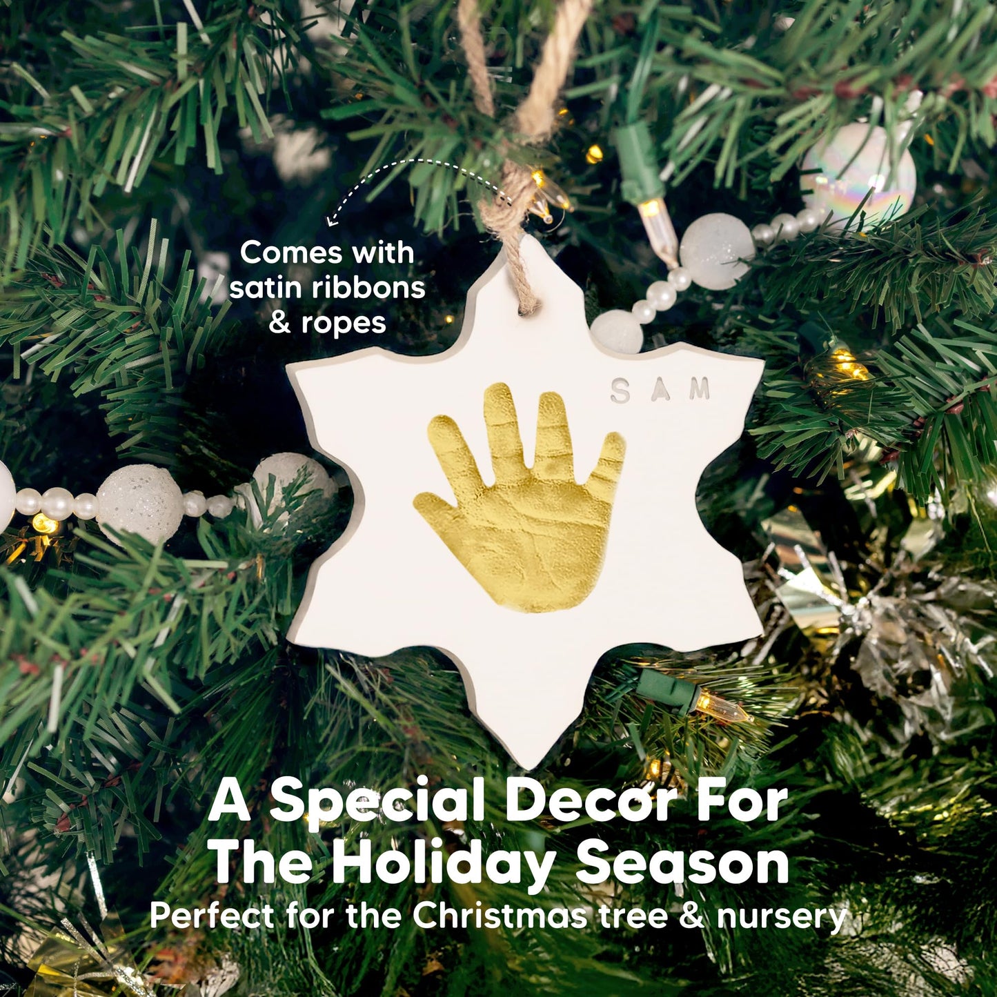 Baby Hand And Footprint Kit - Baby First Christmas Ornament, Personalized Baby Footprint Kit, Clay Baby Handprint Ornament Kit,