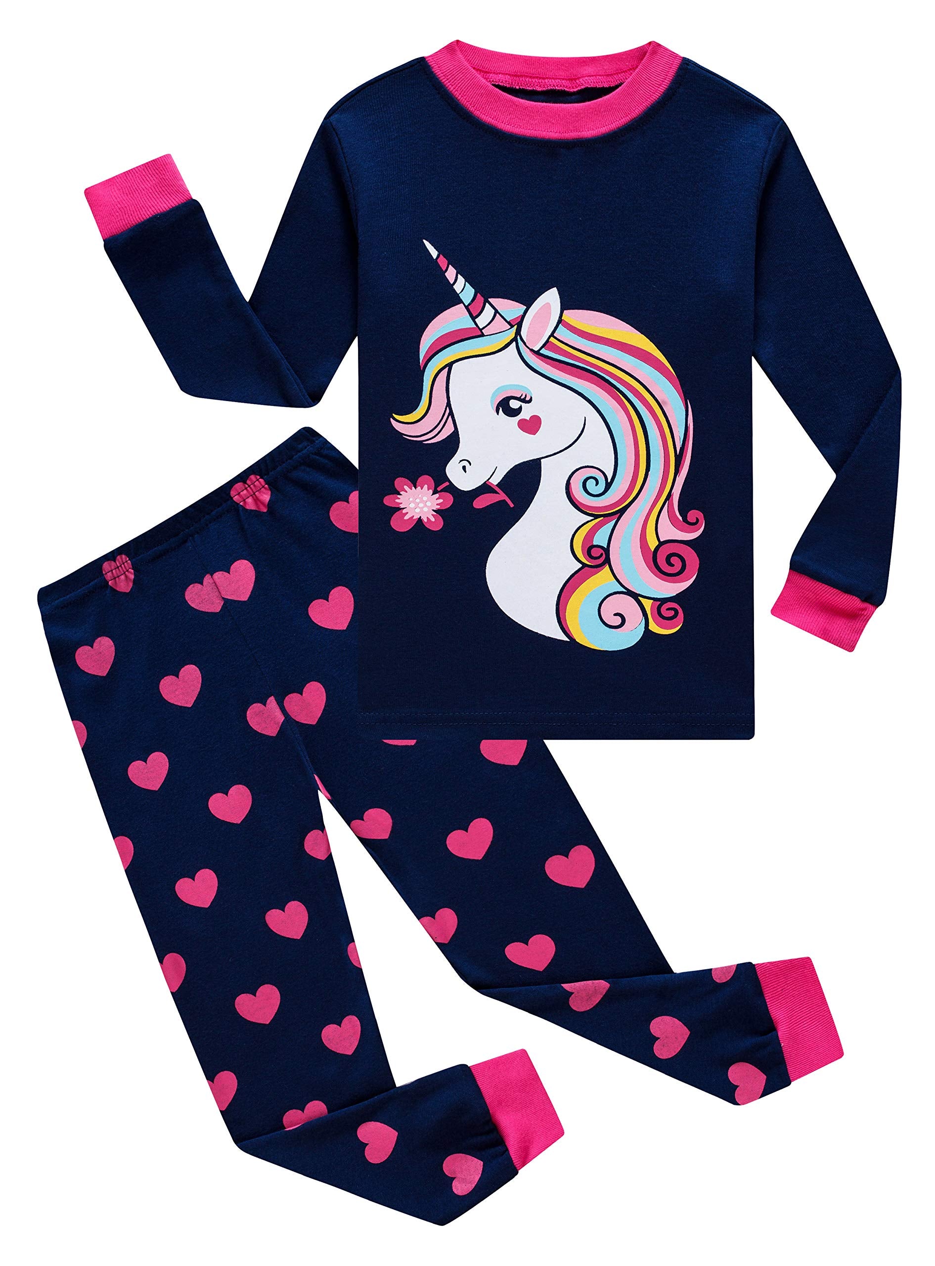Unicorn Little Girls Pajamas For Kids 100% Cotton Pjs Toddler Size 3T