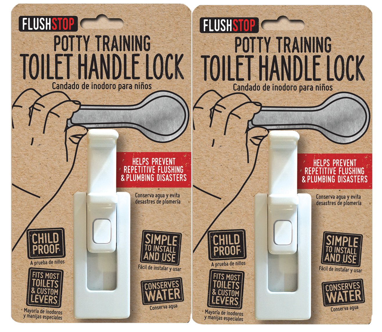 Childproof Toilet Handle Lock (2-Pack, White Button)
