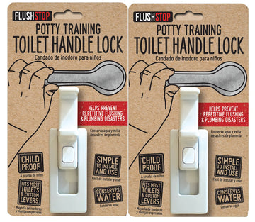 Childproof Toilet Handle Lock (2-Pack, White Button)