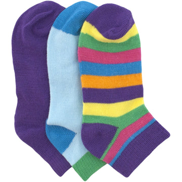 Fruit Of The Loom Baby Girl'S 3 Pack Jumbo Stripe Ankle Socks, Assorted, 7.5-11