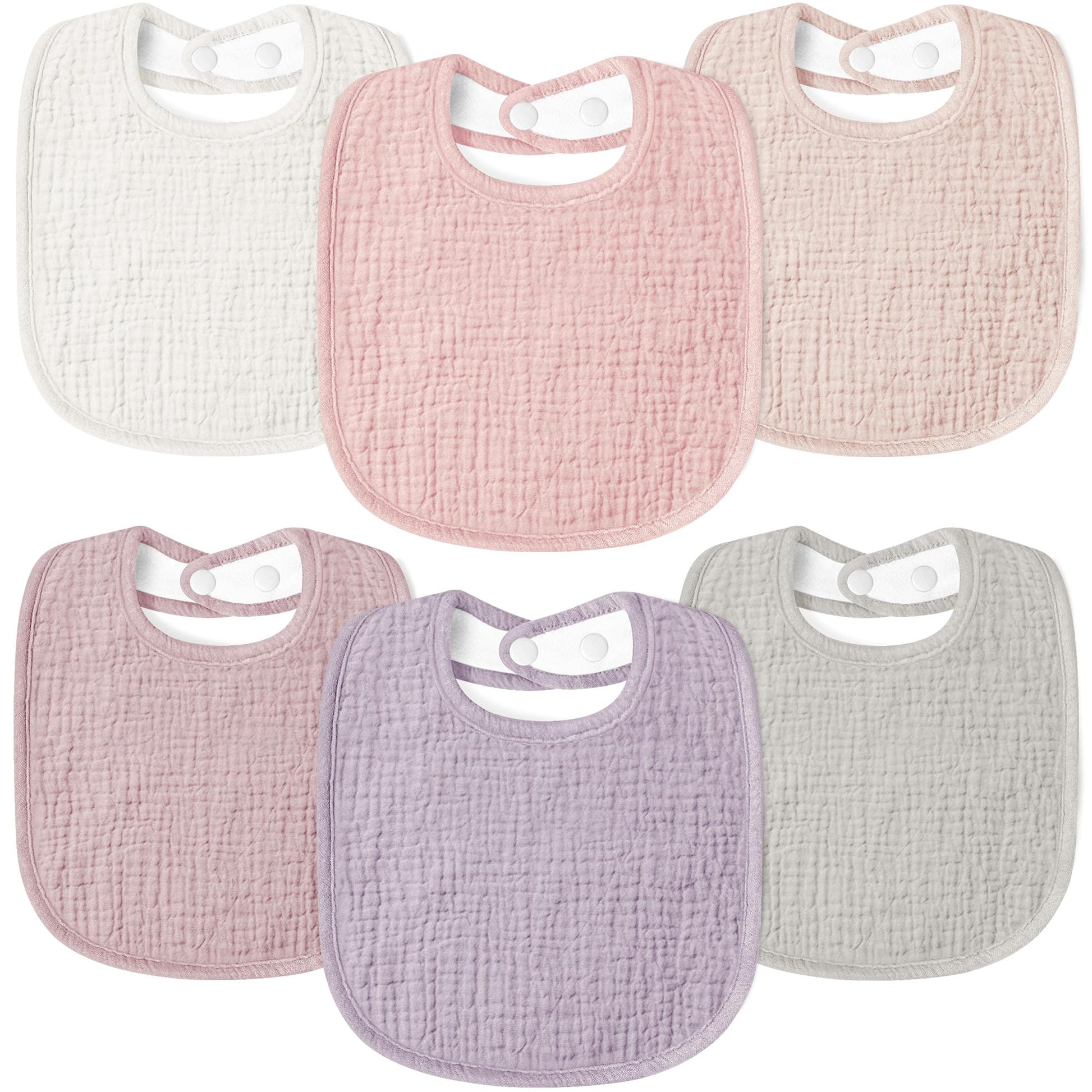 Susurration Muslin Baby Bibs 6 Pack Bandana Drool Bibs,Soft Square Adjustable Baby Drooling Bibs For Unisex Girls & Boys(Pink)