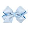 Wee Ones Girls Mirror Dot and Grosgrain Overlay Hair Bow, Blue, Medium