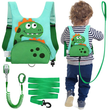 Dr.Meter 3 In 1 Toddler Harness Leash + 8.2Ft Anti Lost Wrist Link, Cute Dinosaur Kids Safety Harness Tether With Key Lock, Chil