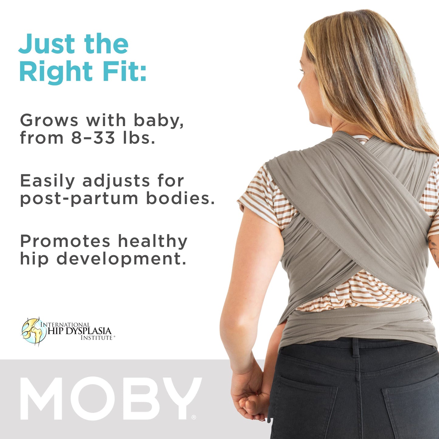 Moby Baby Wrap Carrier Classic for Newborns to Toddlers (8-33lbs), Infant Sling Carrier, Lightweight & Hands Free Design, Adjust