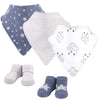 Hudson Baby Unisex Baby Cotton Bib And Sock Set, Cloud Mobile Blue, One Size