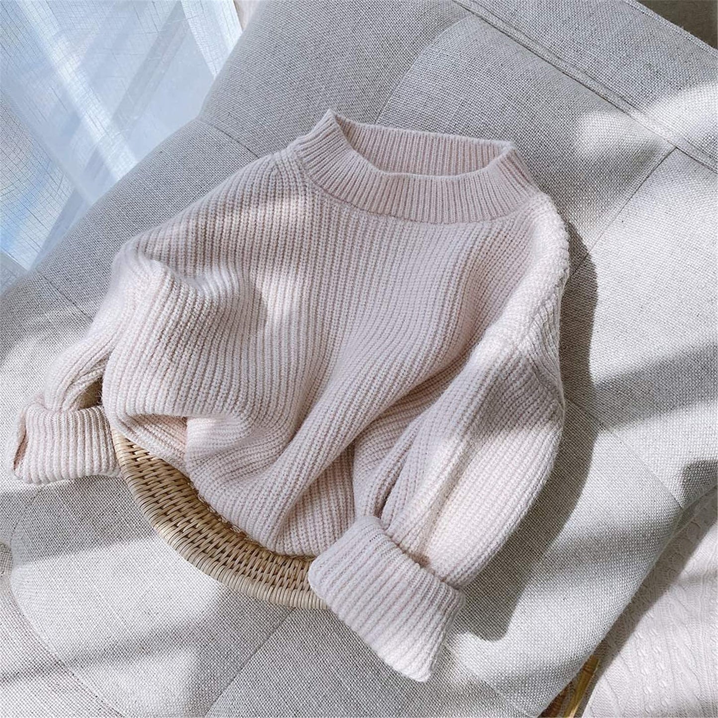 Grnshts Baby Girl Boy Knit Sweater Blouse Pullover Sweatshirt Warm Crewneck Long Sleeve Tops For Infant Toddler Cream 12-18 Mont