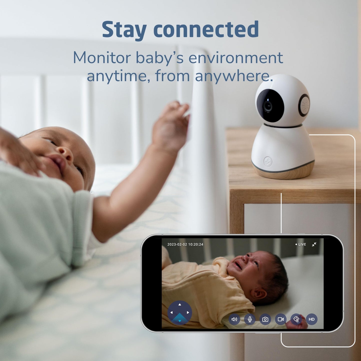 Maxi-Cosi See Pro 360 Baby Monitor with CryAssist AI Cry Translation, 2K HD camera with PTZ, Secure Non Wi-Fi 5 inch parent unit