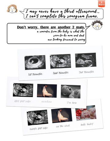 Iheipye Triple Sonogram Pregnancy Frame - Baby Ultrasound Picture Frame With Story For Expecting Parents, Baby Shower Frame, Bab