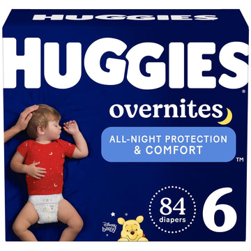 Huggies Size 6 Overnites Baby Diapers: Overnight Diapers, Size 6 (35+ Lbs), 84 Ct (2 Packs Of 42)