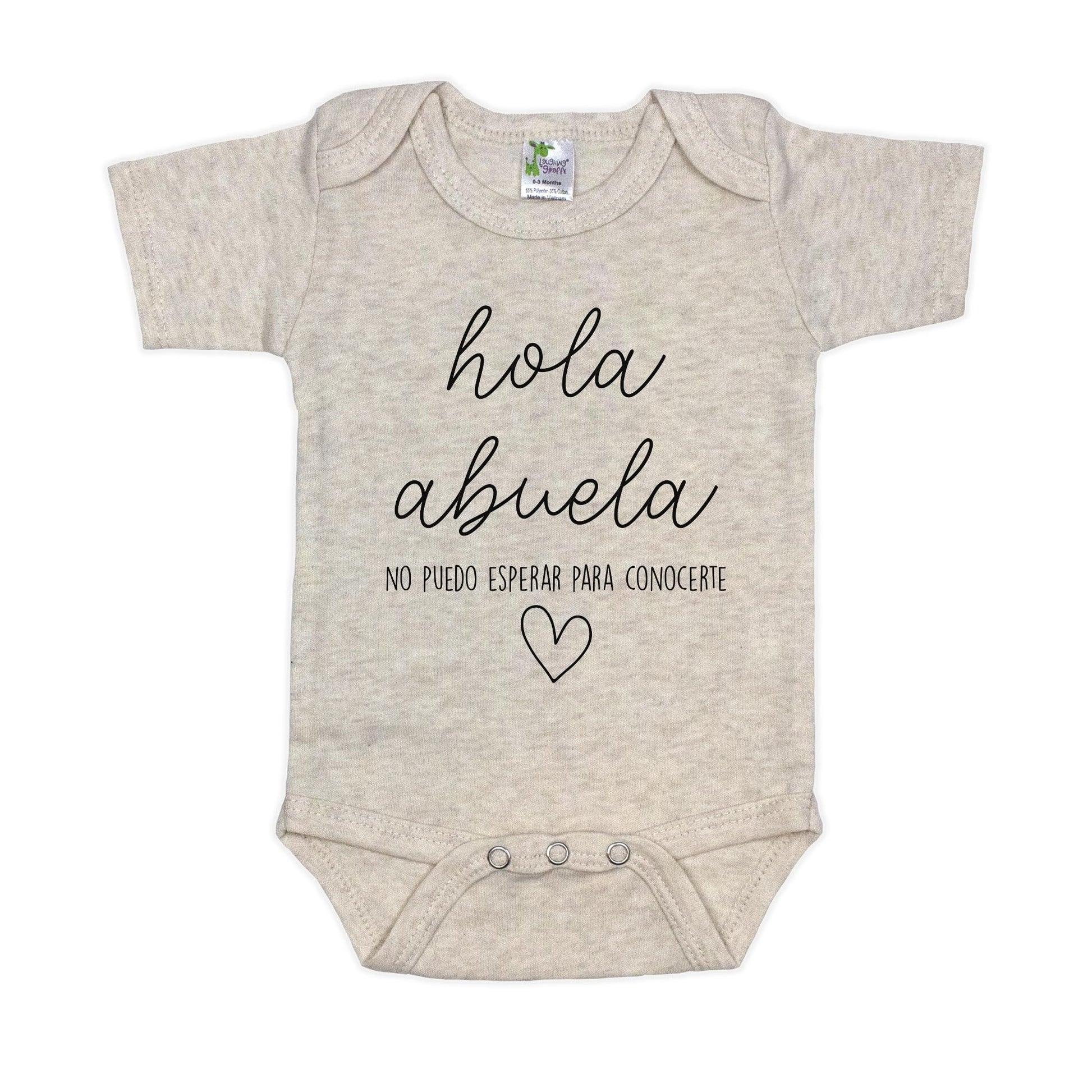 Hola Abuela Spanish Pregnancy Announcement Infant Bodysuit For Grandma - Abuelito Gift For New Baby Reveal! (Natural)