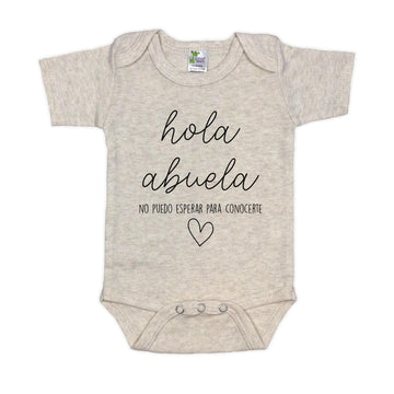 Hola Abuela Spanish Pregnancy Announcement Infant Bodysuit For Grandma - Abuelito Gift For New Baby Reveal! (White)