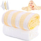 Hardnok Muslin Baby Bath Towel Set, 2 Large Gauze Super Soft Baby Bath Towel And 3 Washcloths, 6 Layers Muslin Cotton Infant Bla