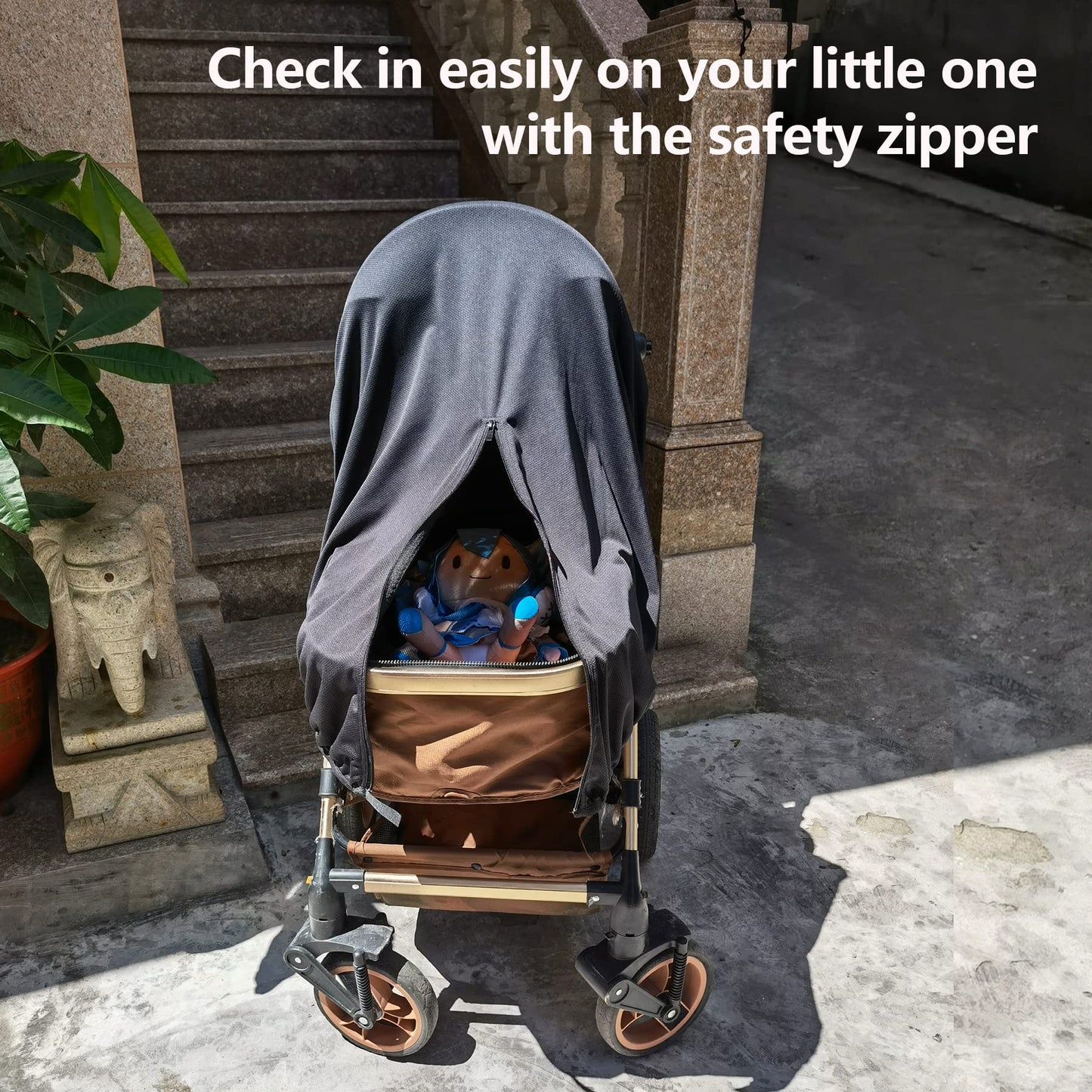 Sun Shade for Strollers, UV Sun and Sleep Shade Universal Fit for Baby Strollers, Blackout Stroller Cover, Breathable and Stops