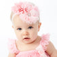 My Lello Headband Shabby Fabric Flower Cluster Baby - Infant - Toddler - Girl Stretchy Elastic Vintage Mix