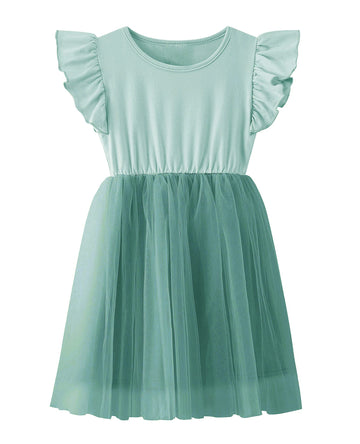 Twkioue Kid Tutu Dress Toddler Girls Flutter Sleeve Tulle Summer Party Dresses 817 Green 90