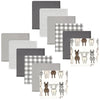 Hudson Baby Unisex Baby Flannel Washcloths, Farm Friends Cream 12Pk, One Size