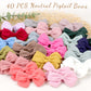 Oaoleer 40Pcs 3.5Inch Hair Bows For Toddler Girls - Linen Neutral Pigtail Bows Double Bun Ponytail Bows Alligator Clips Hair Bar