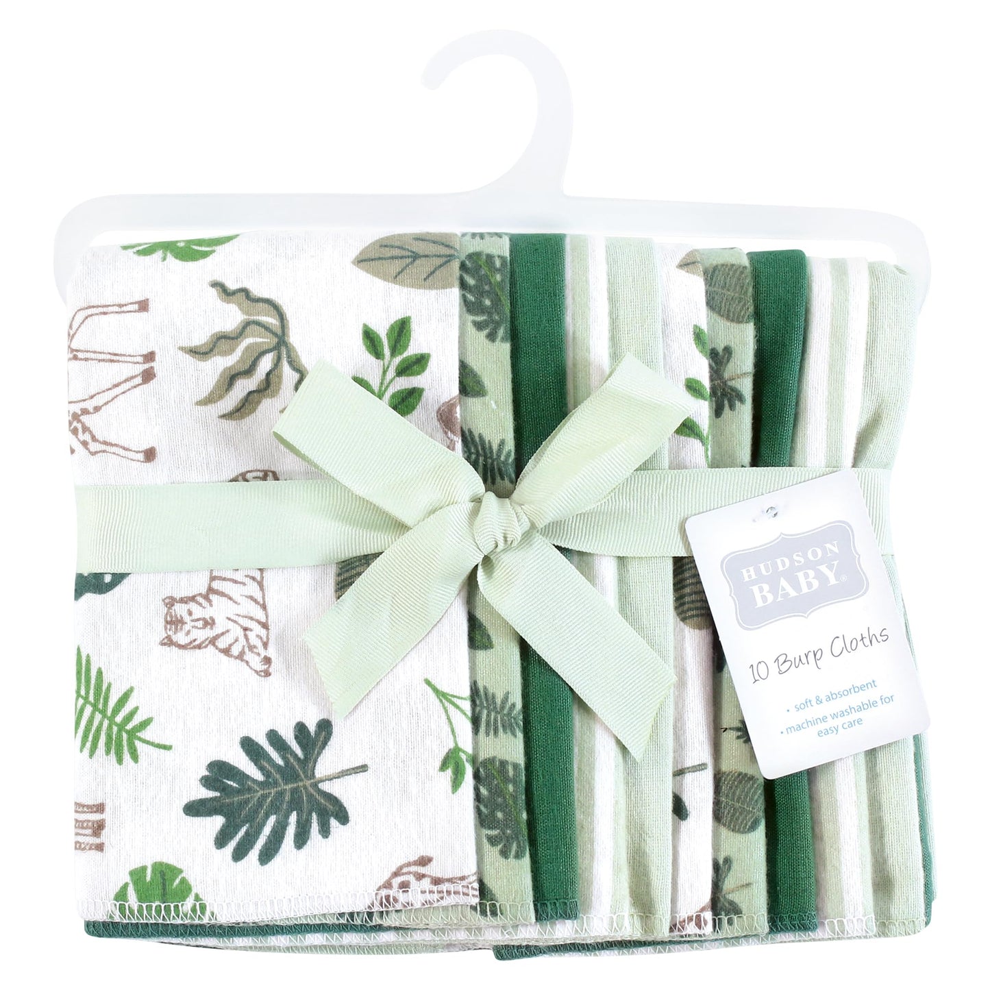 Hudson Baby Unisex Baby Flannel Burp Cloth 10Pk, Jungle, One Size